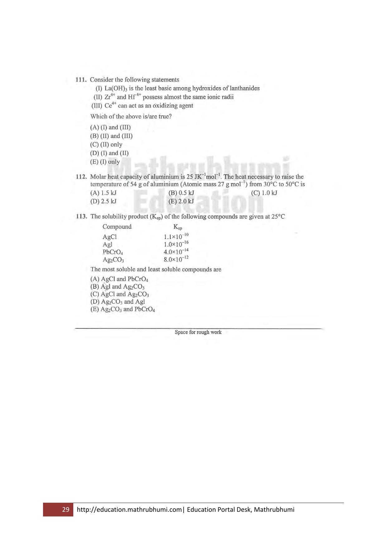 KEAM Paper I 2011 Question Paper - Page 29