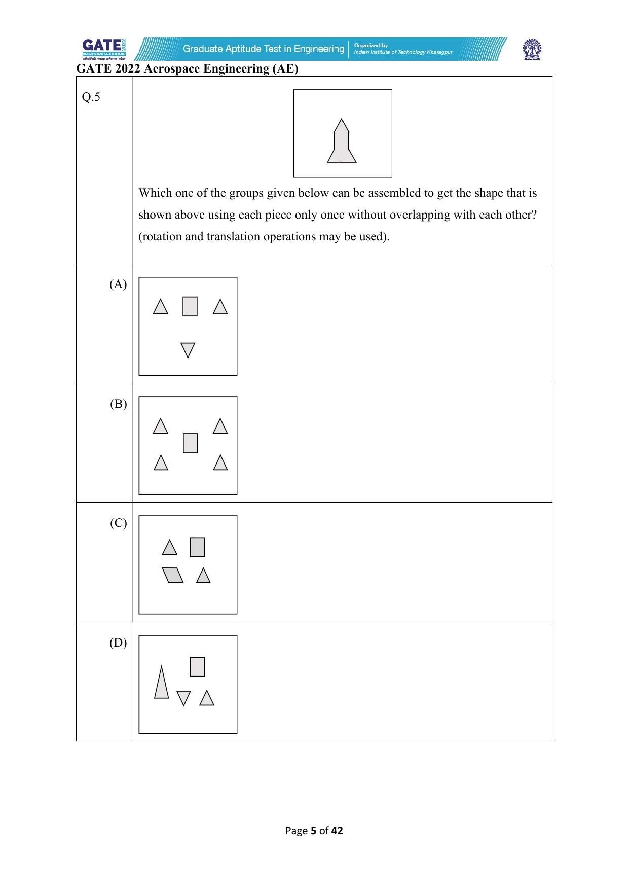 GATE 2022 Aerospace Engineering (AE) Question Paper - Page 5