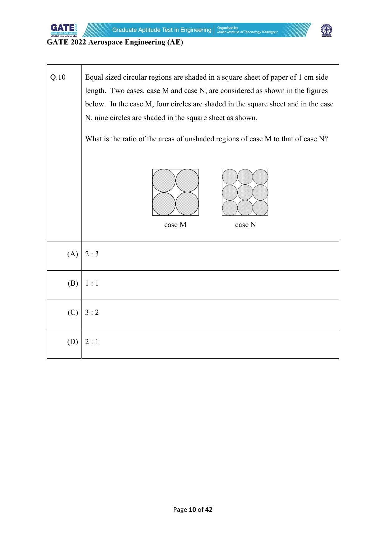 GATE 2022 Aerospace Engineering (AE) Question Paper - Page 10