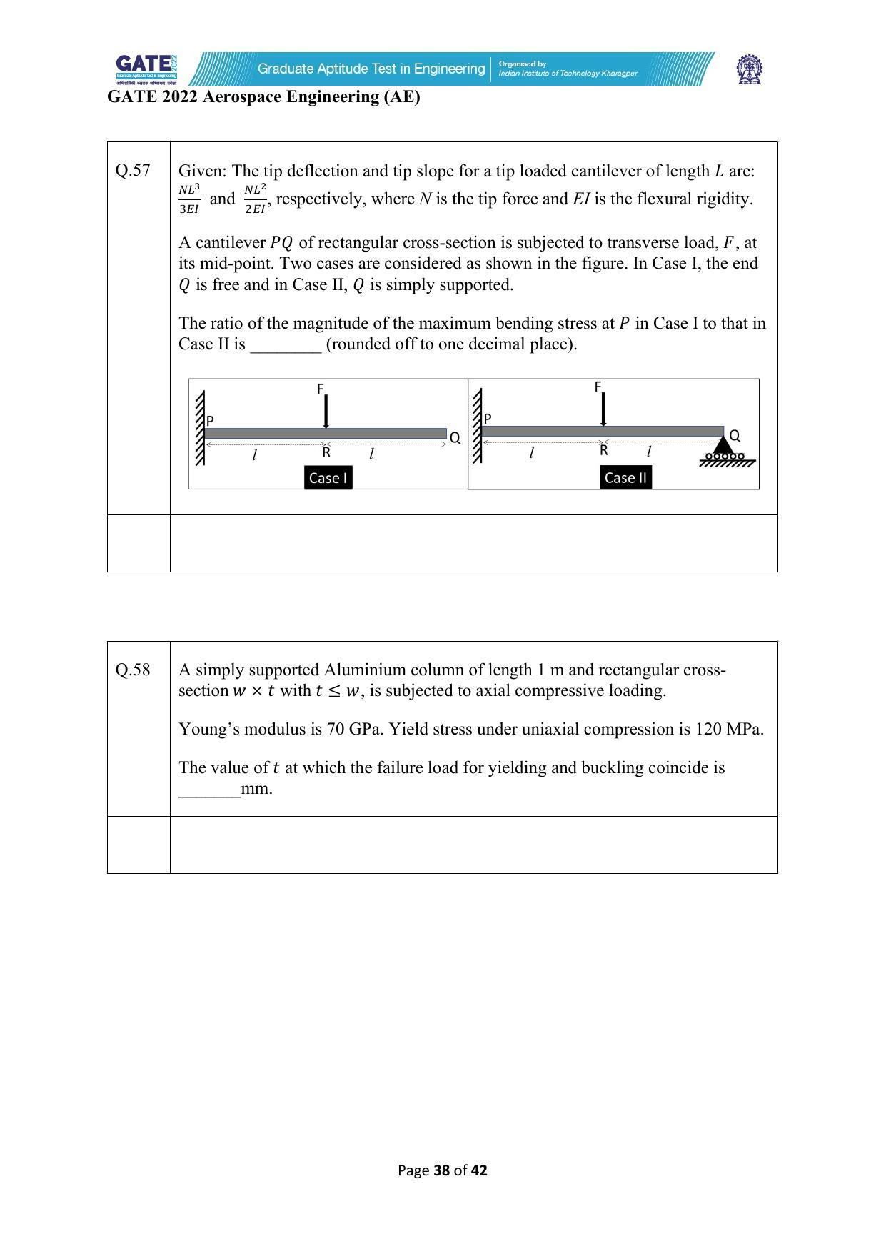 GATE 2022 Aerospace Engineering (AE) Question Paper - Page 38