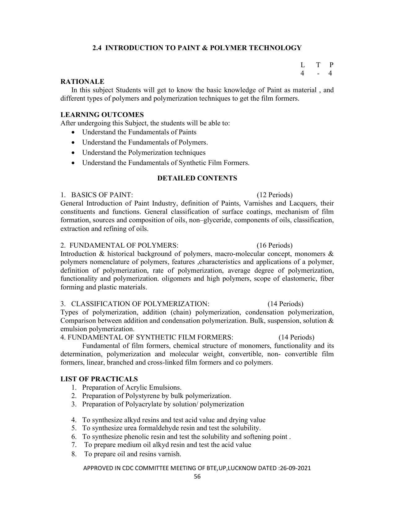SYLLABUS FOR SEMESTER SYSTEM EFFECTIVE FROM (2021-2022) - DIPLOMA IN PAINT TECHNOLOGY - Page 61
