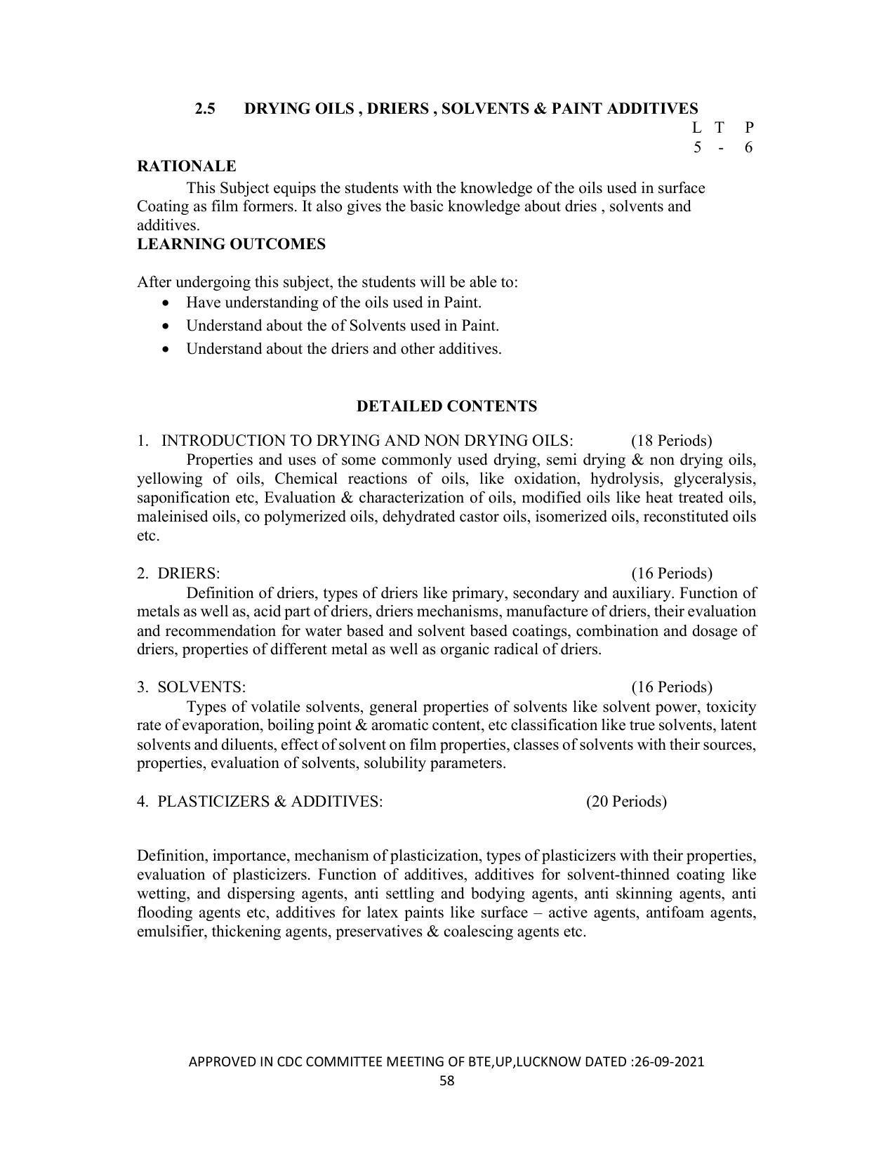 SYLLABUS FOR SEMESTER SYSTEM EFFECTIVE FROM (2021-2022) - DIPLOMA IN PAINT TECHNOLOGY - Page 63