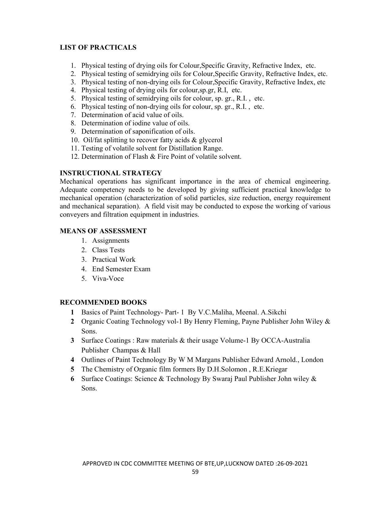 SYLLABUS FOR SEMESTER SYSTEM EFFECTIVE FROM (2021-2022) - DIPLOMA IN PAINT TECHNOLOGY - Page 64