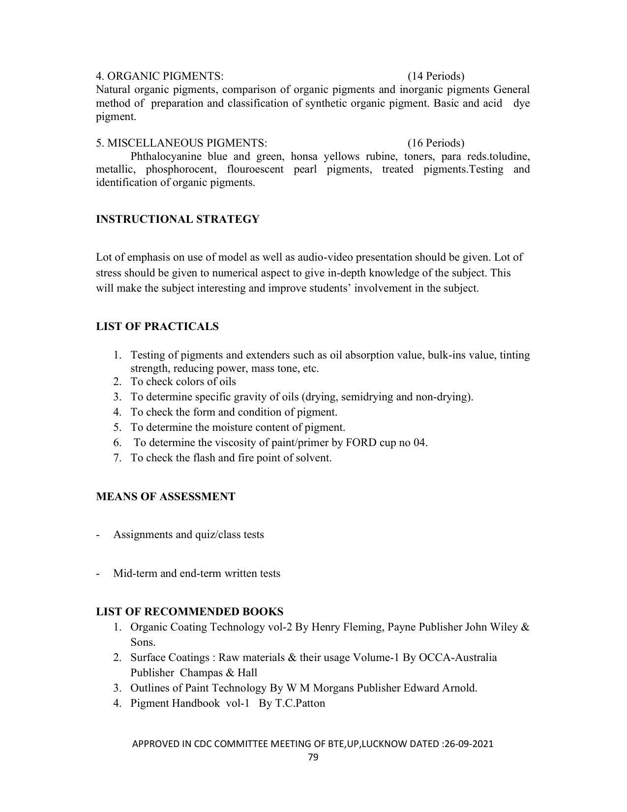 SYLLABUS FOR SEMESTER SYSTEM EFFECTIVE FROM (2021-2022) - DIPLOMA IN PAINT TECHNOLOGY - Page 84