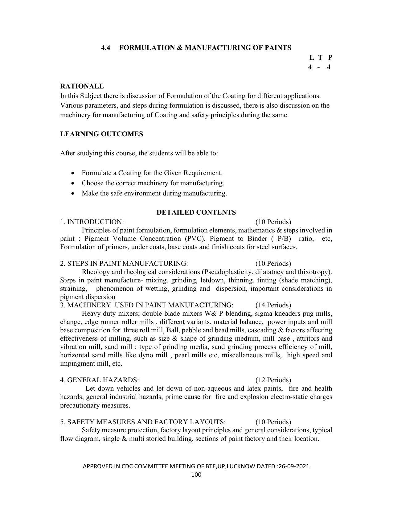 SYLLABUS FOR SEMESTER SYSTEM EFFECTIVE FROM (2021-2022) - DIPLOMA IN PAINT TECHNOLOGY - Page 105