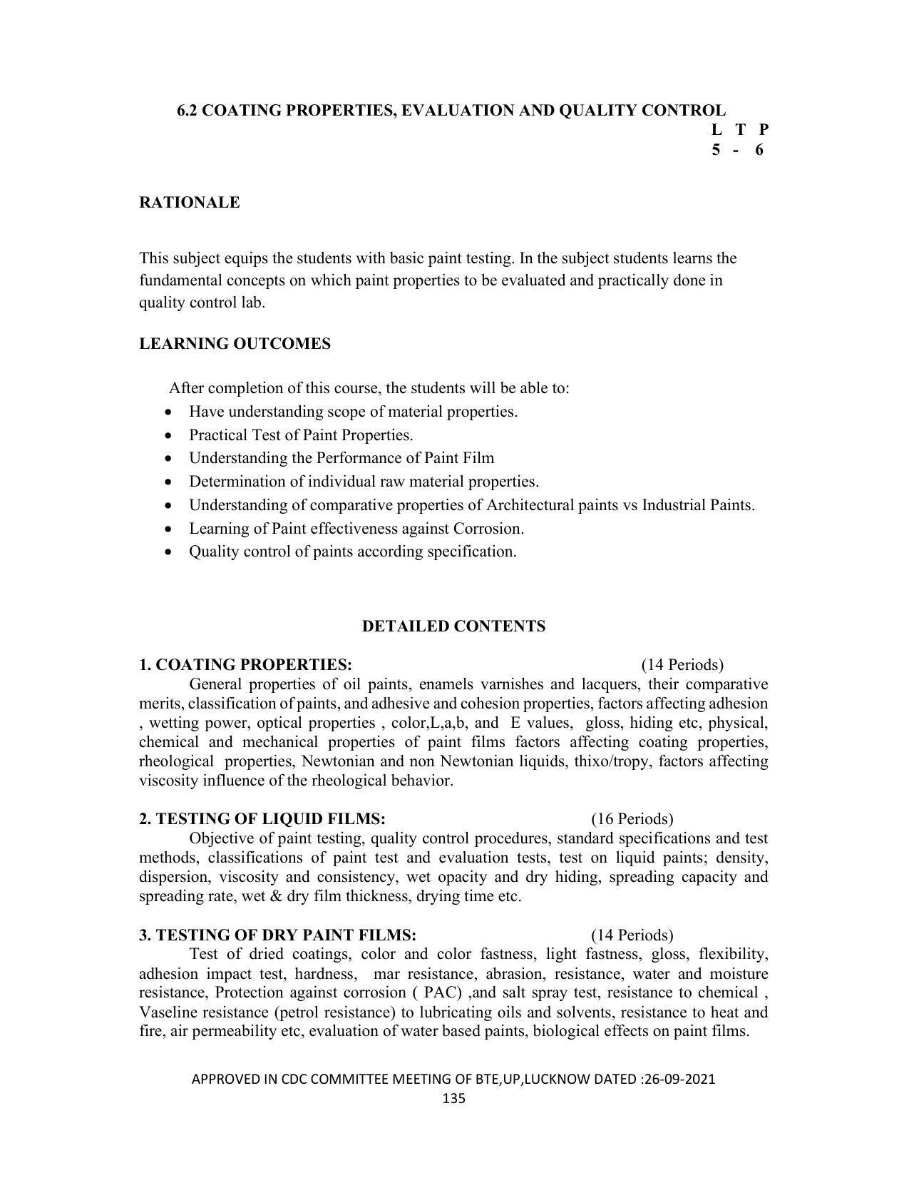 SYLLABUS FOR SEMESTER SYSTEM EFFECTIVE FROM (2021-2022) - DIPLOMA IN PAINT TECHNOLOGY - Page 140