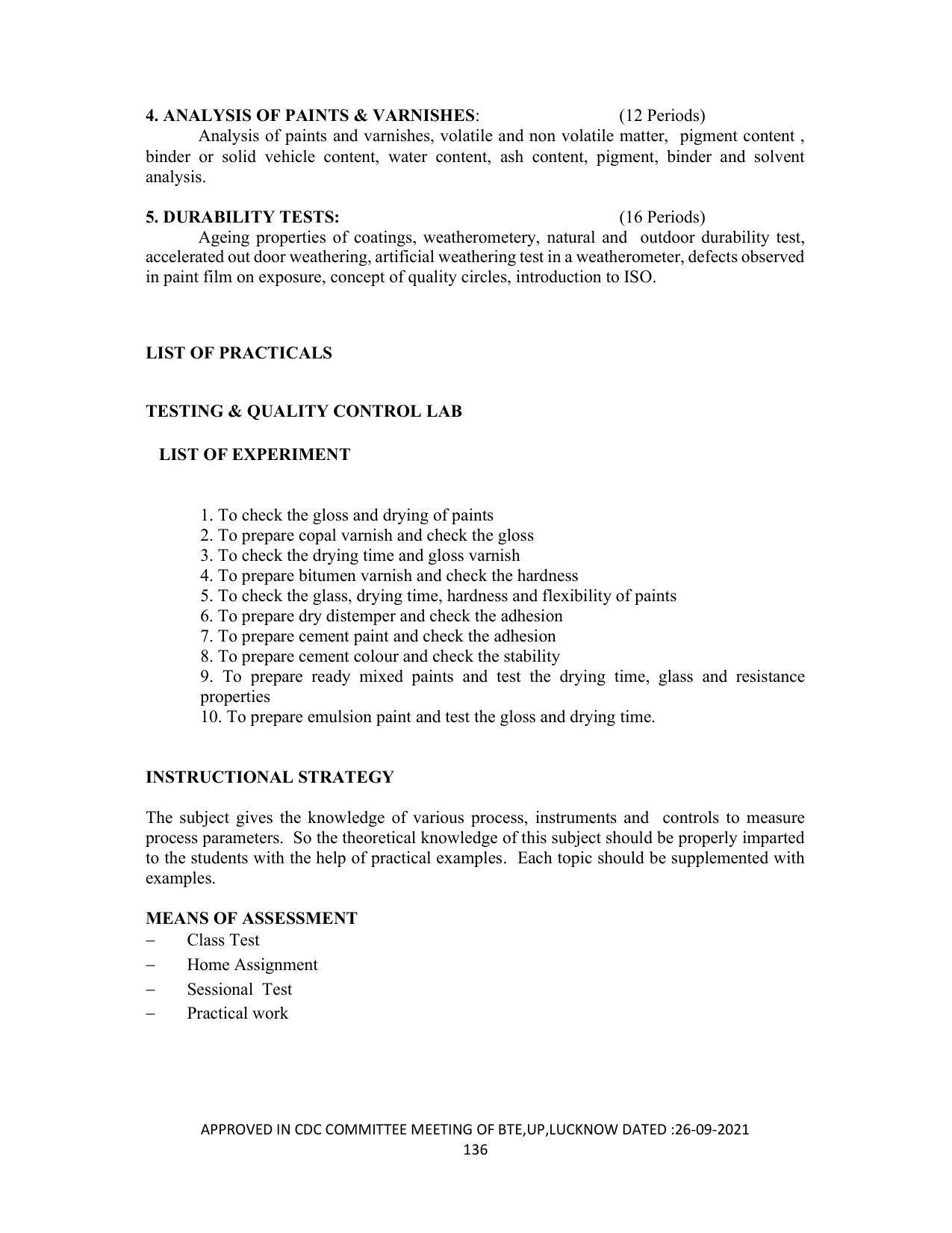 SYLLABUS FOR SEMESTER SYSTEM EFFECTIVE FROM (2021-2022) - DIPLOMA IN PAINT TECHNOLOGY - Page 141