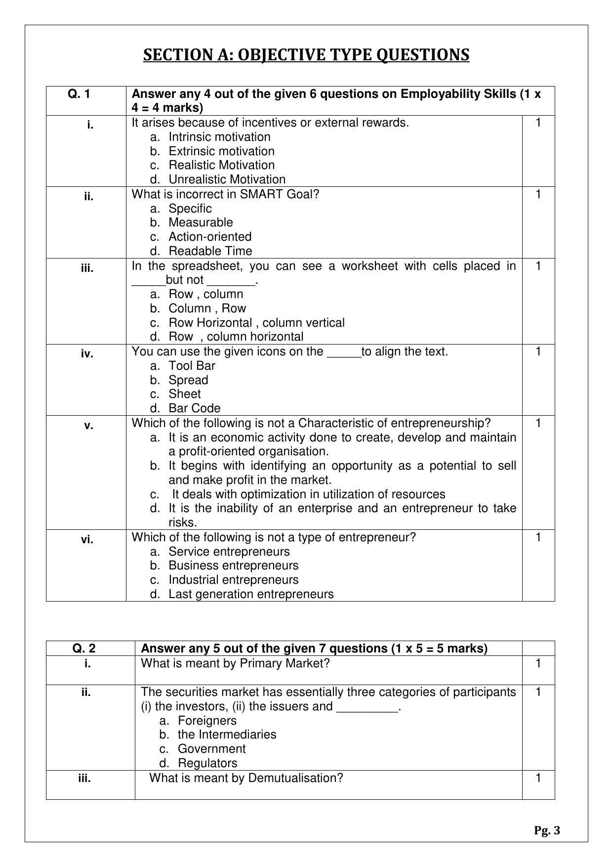 CBSE Class 12 Financial Market Management (Skill Education) Sample Papers 2023 - Page 3