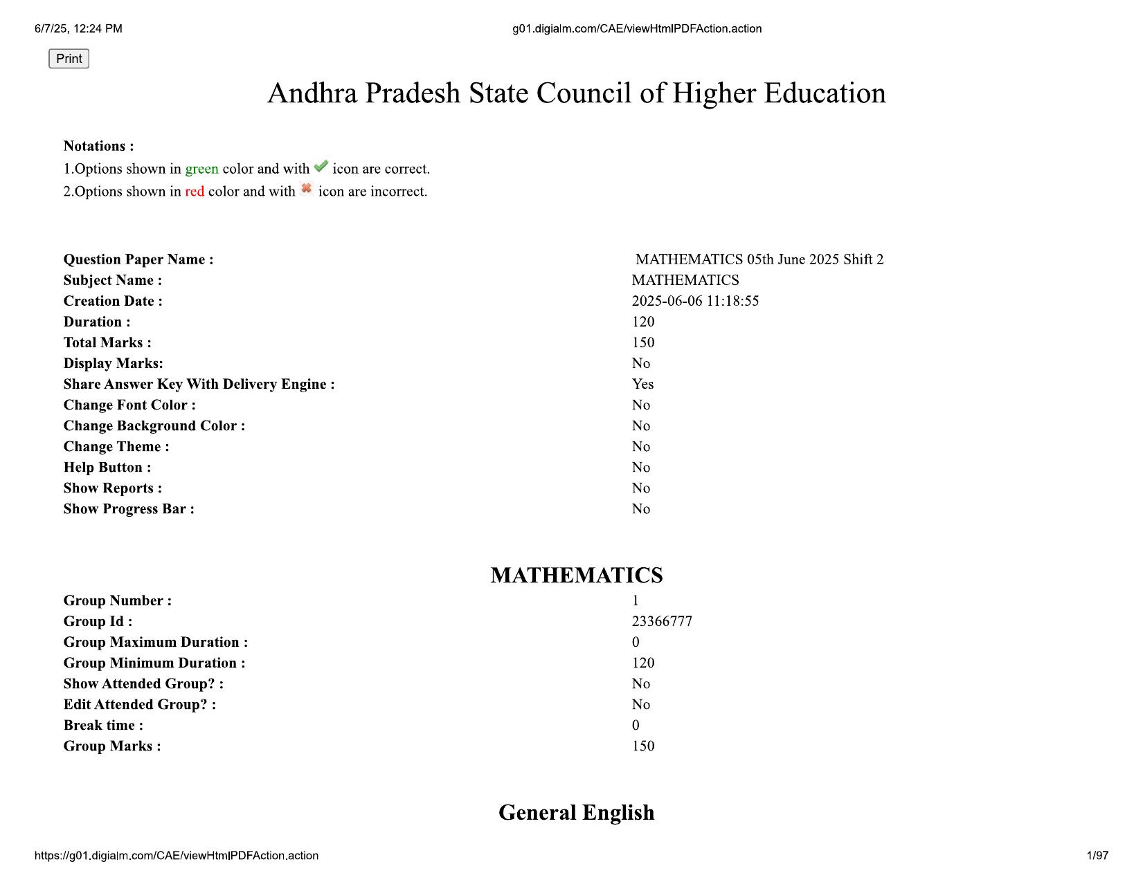 AP EDCET 2025 Mathematics Question Paper with Answer Key (English) - Page 1