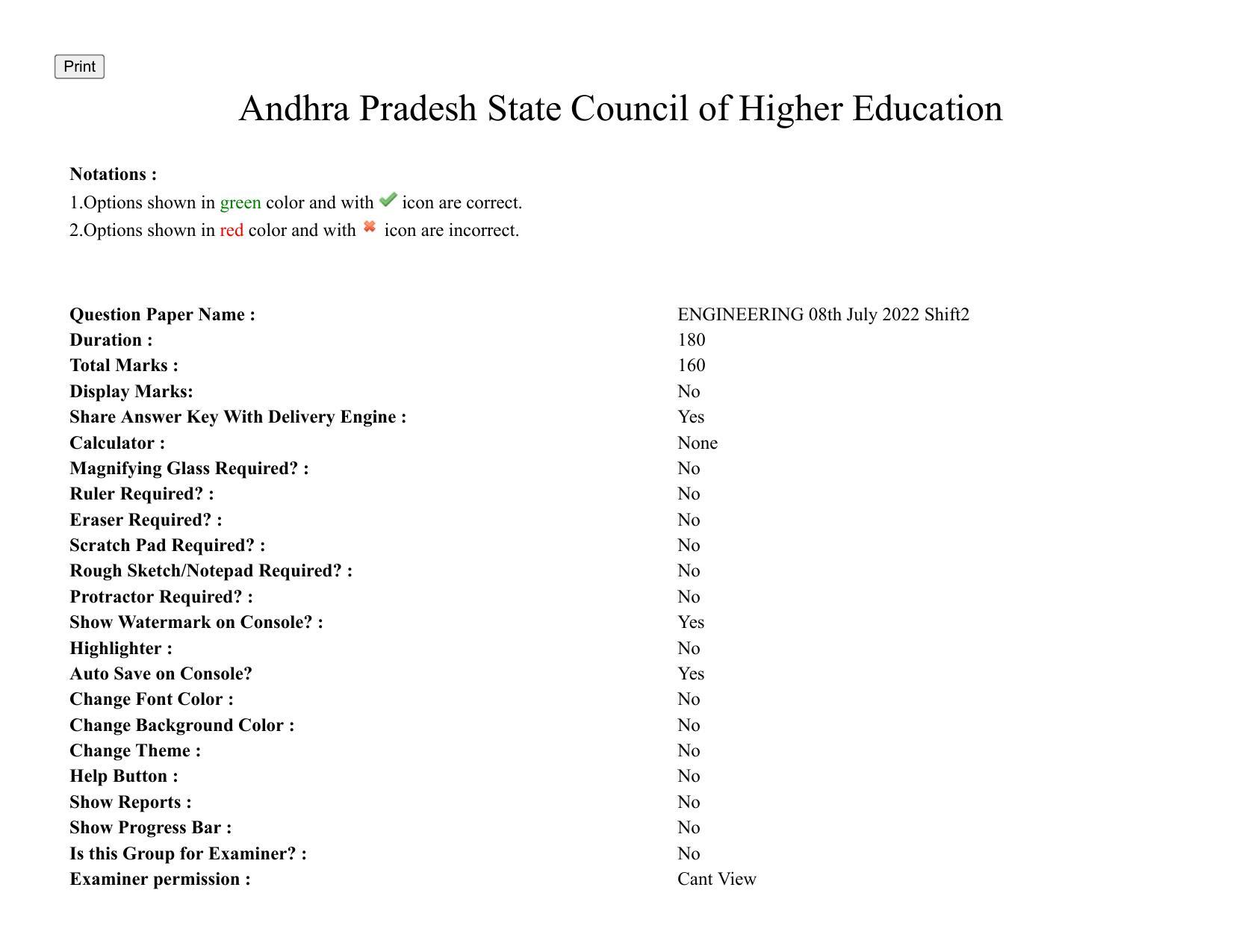 AP EAPCET 2022 - 08th July 2022 - ENGINEERING Question Paper With Preliminary Keys Shift 2 - Page 1