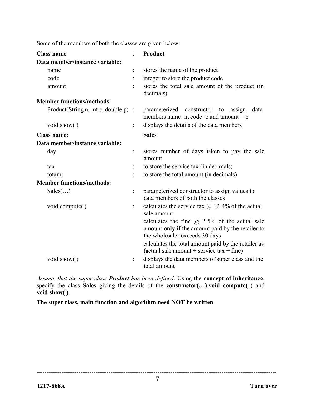 ISC Class 12 2017 COMPUTER SCIENCE PAPER 1 (THEORY) Question Paper - Page 7