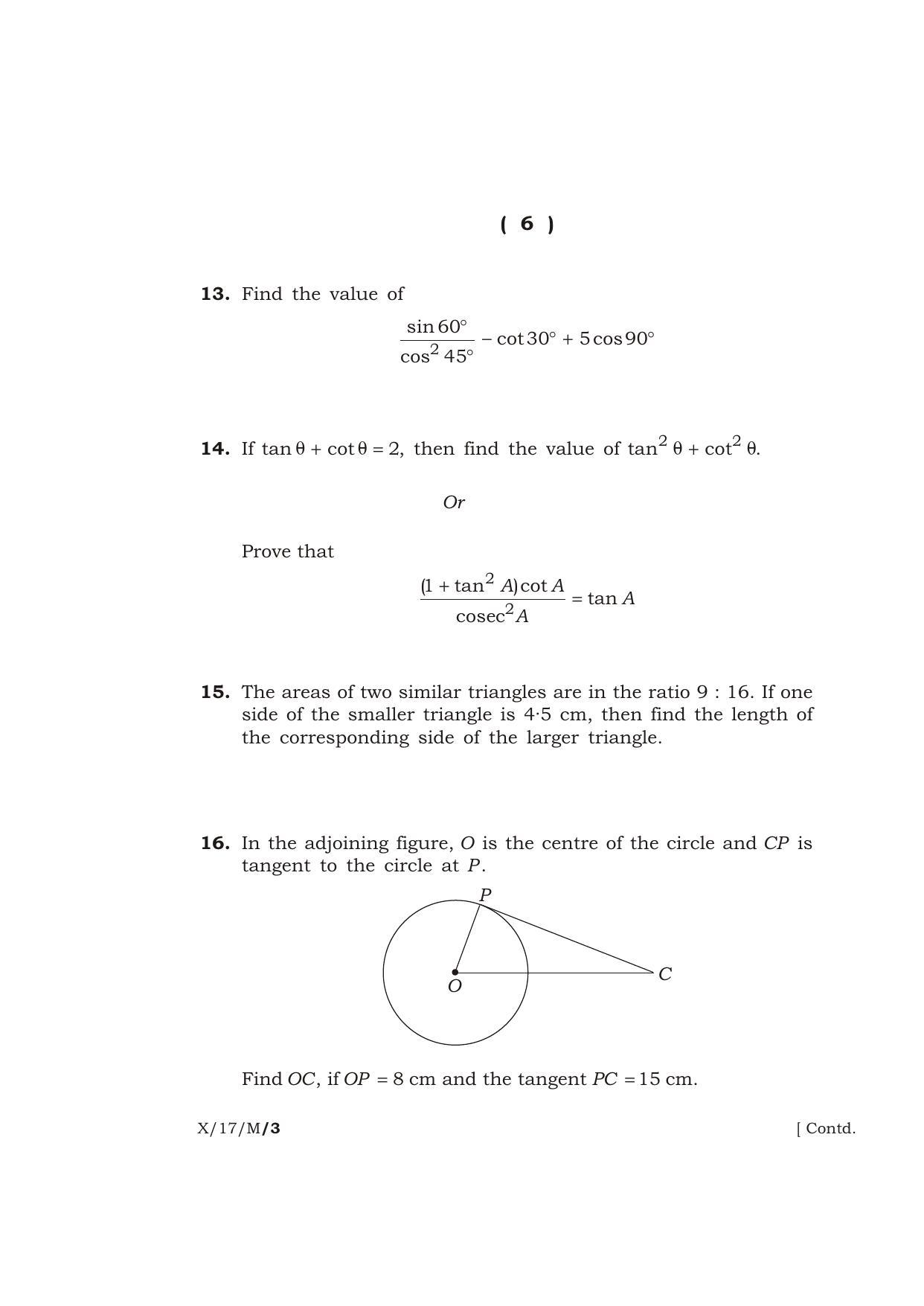 Meghalaya Board (MBOSE) Class 10 MATHEMATICS 2017 Question Paper - Page 6