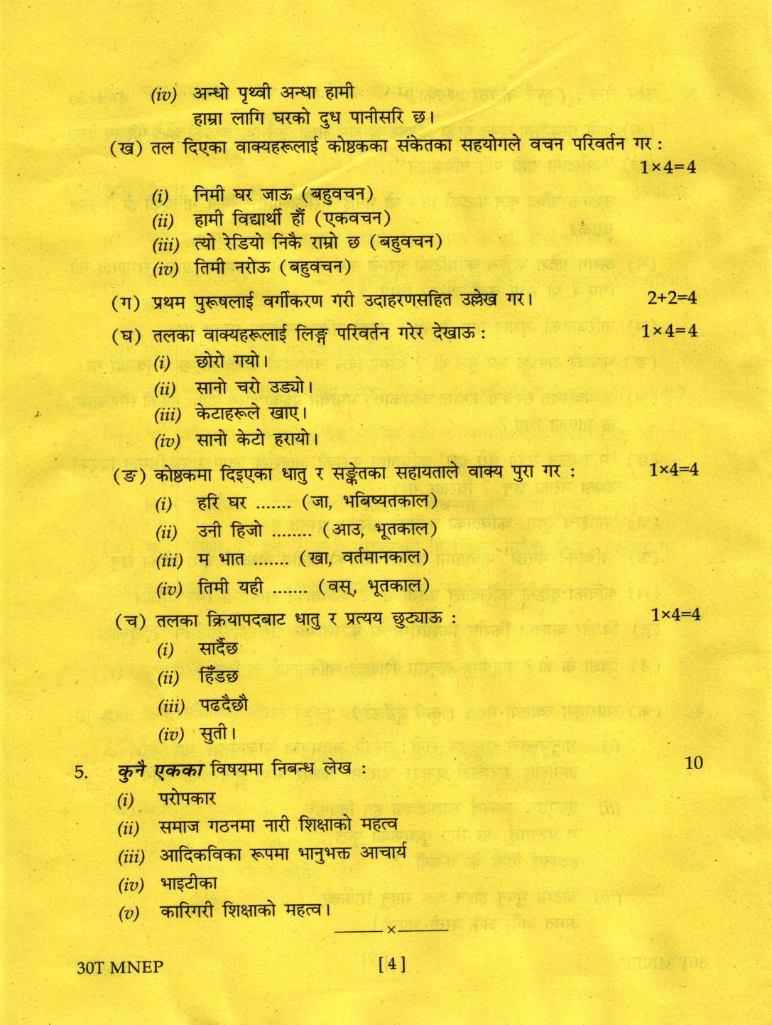 Assam HS 2nd Year Nepali MIL 2020 Question Paper - Page 4