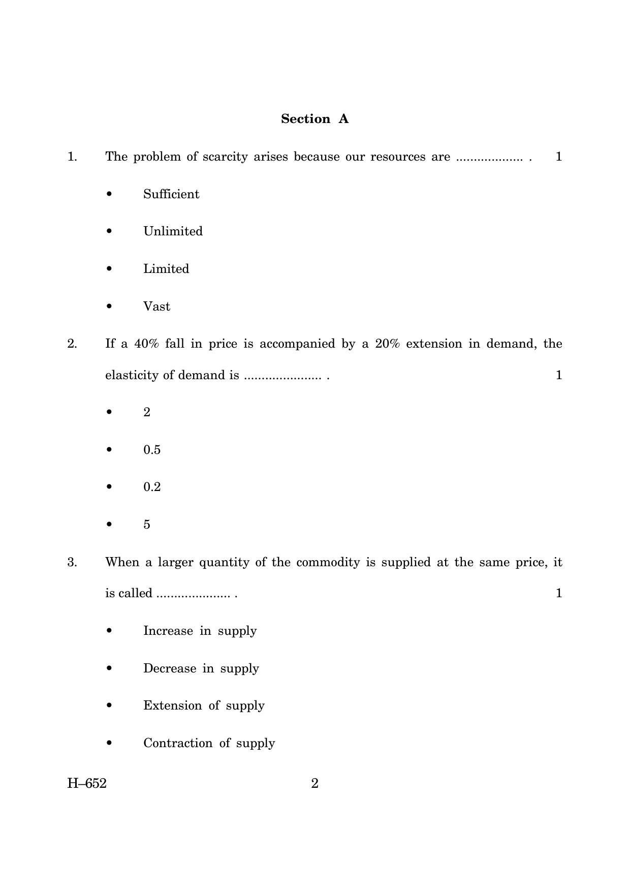 Goa Board Class 12 Economics   (June 2019) Question Paper - Page 2