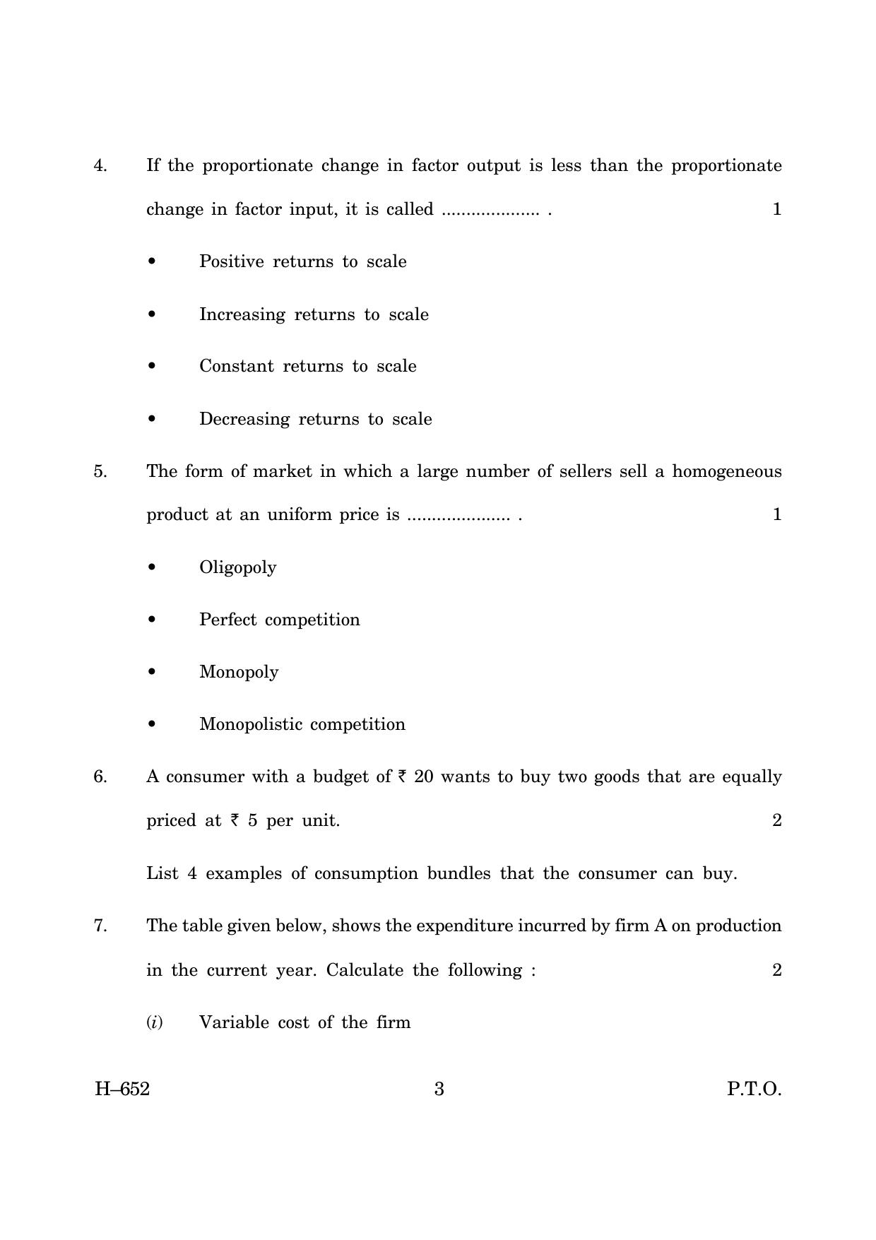 Goa Board Class 12 Economics   (June 2019) Question Paper - Page 3