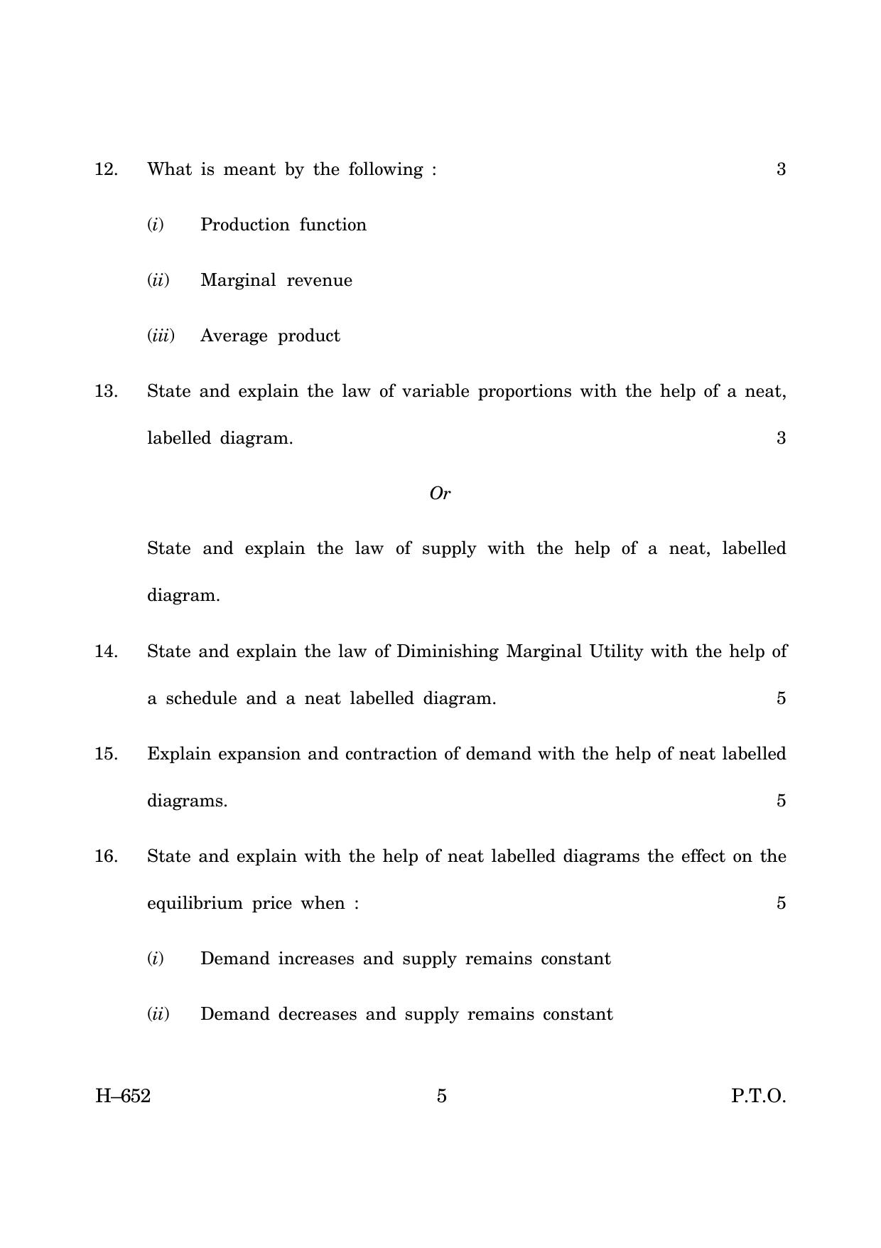 Goa Board Class 12 Economics   (June 2019) Question Paper - Page 5