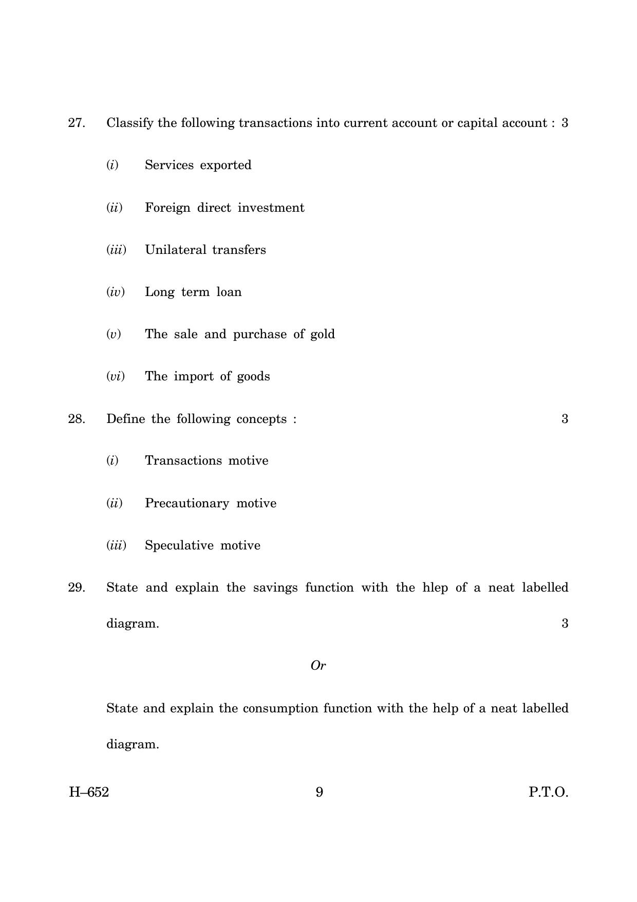 Goa Board Class 12 Economics   (June 2019) Question Paper - Page 9