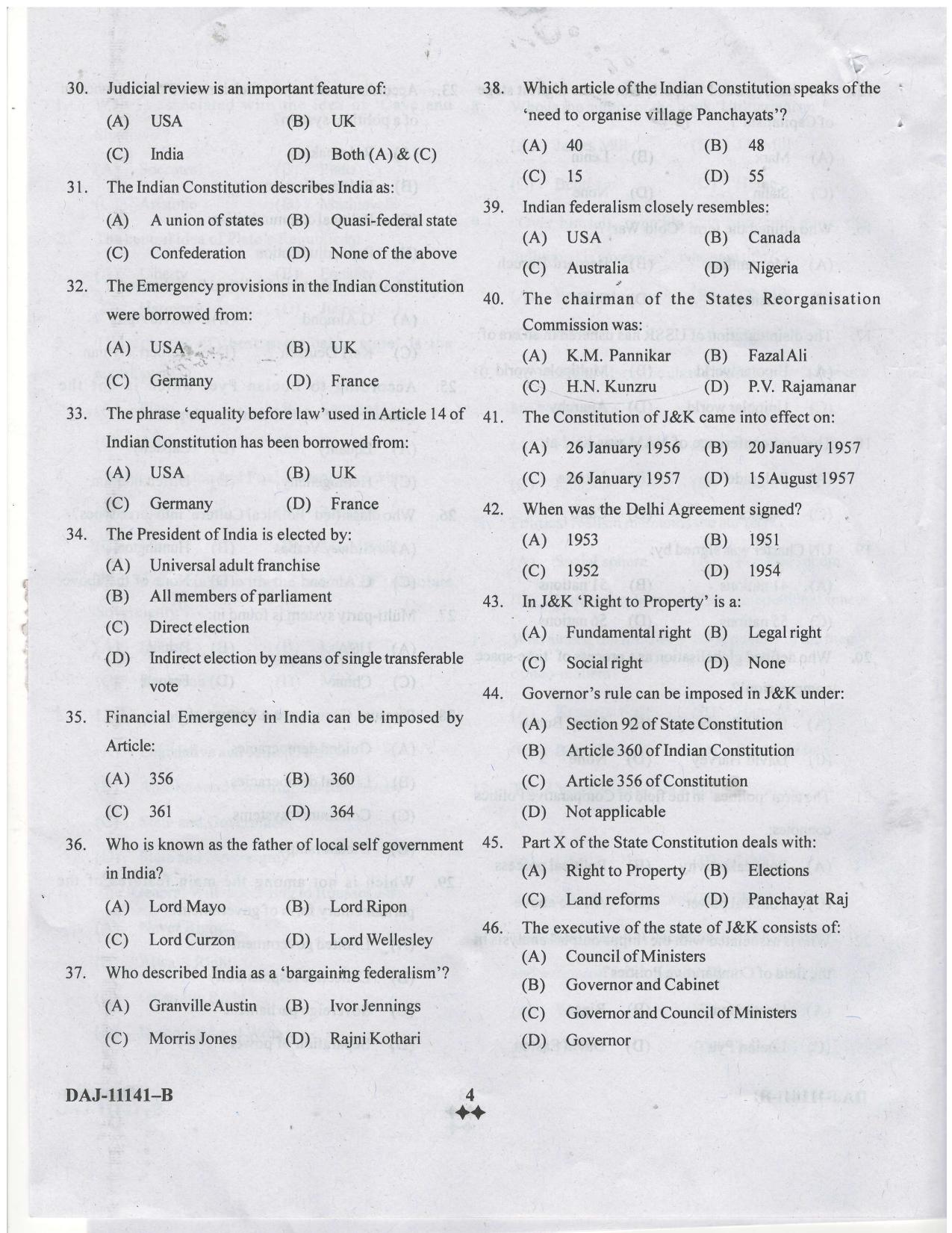 KUET 2023 M.A. Political Science Question Paper - Page 38