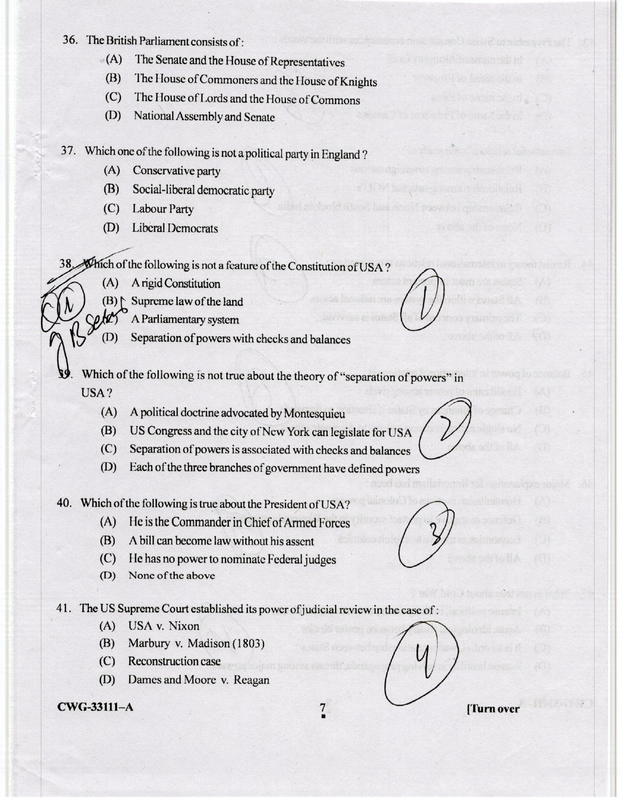 KUET 2023 M.A. Political Science Question Paper - Page 46