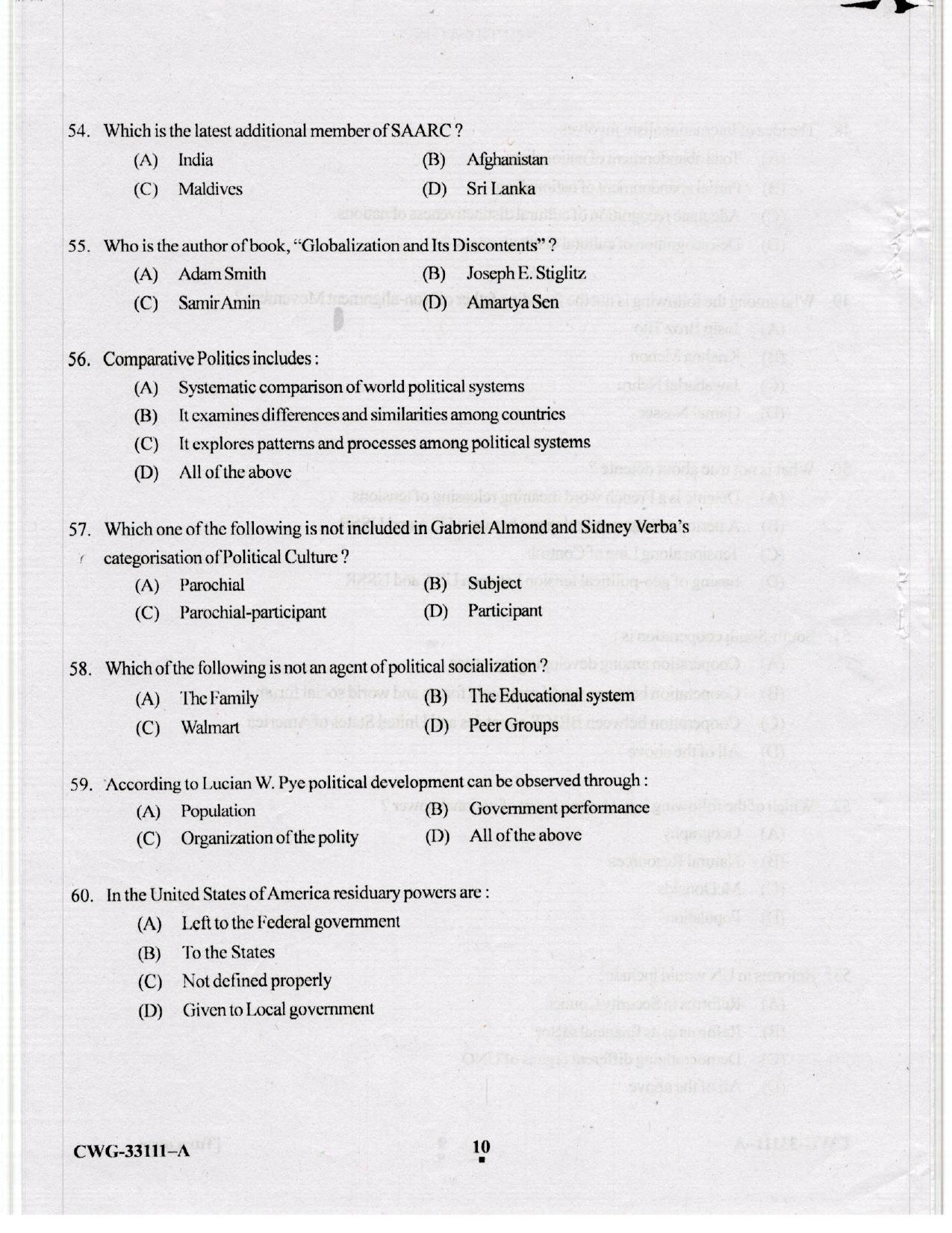KUET 2023 M.A. Political Science Question Paper - Page 49