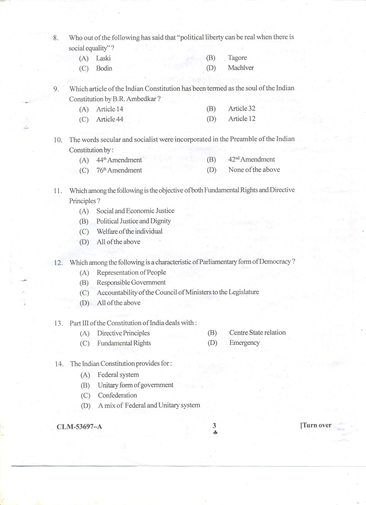 KUET 2023 M.A. Political Science Question Paper - Page 51