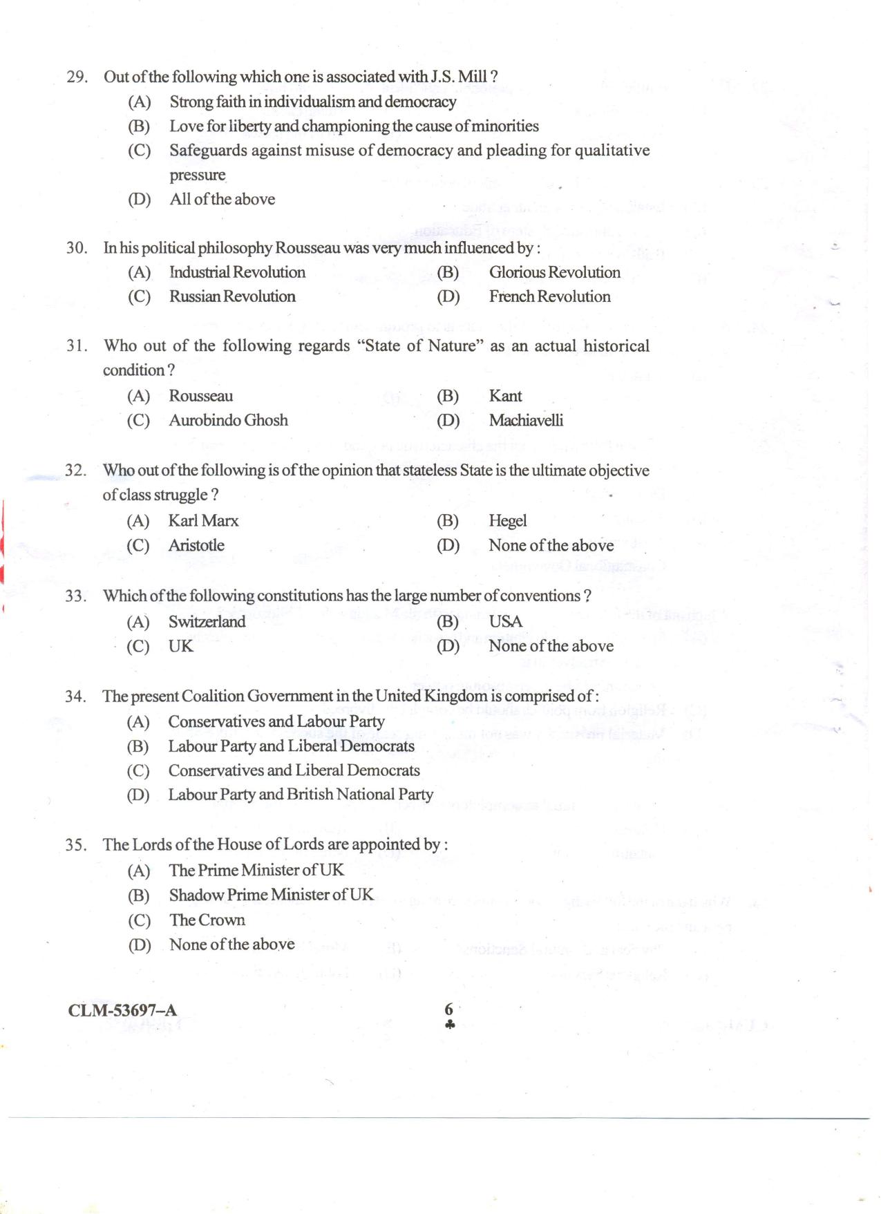 KUET 2023 M.A. Political Science Question Paper - Page 54