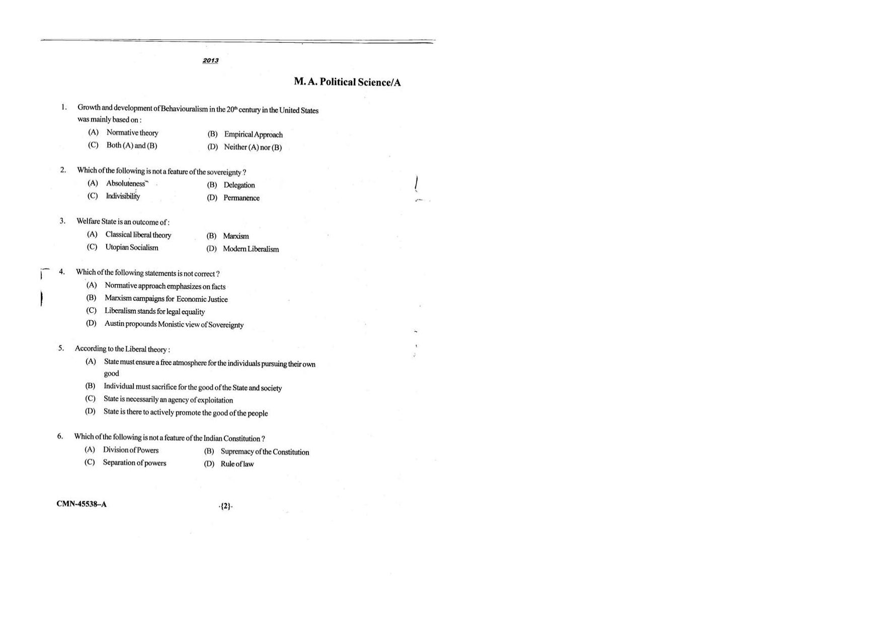 KUET 2023 M.A. Political Science Question Paper - Page 59
