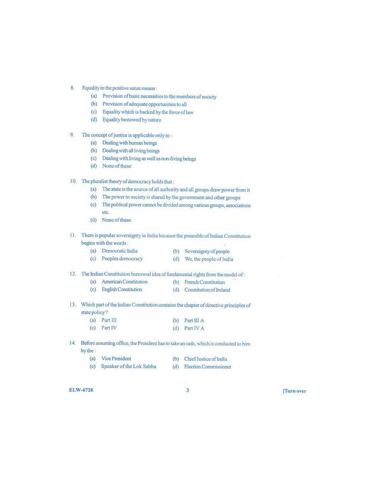 KUET 2023 M.A. Political Science Question Paper - Page 90