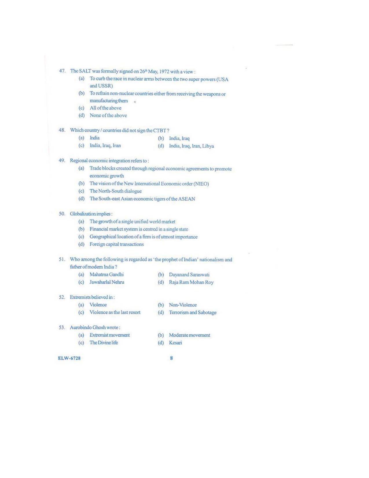 KUET 2023 M.A. Political Science Question Paper - Page 95