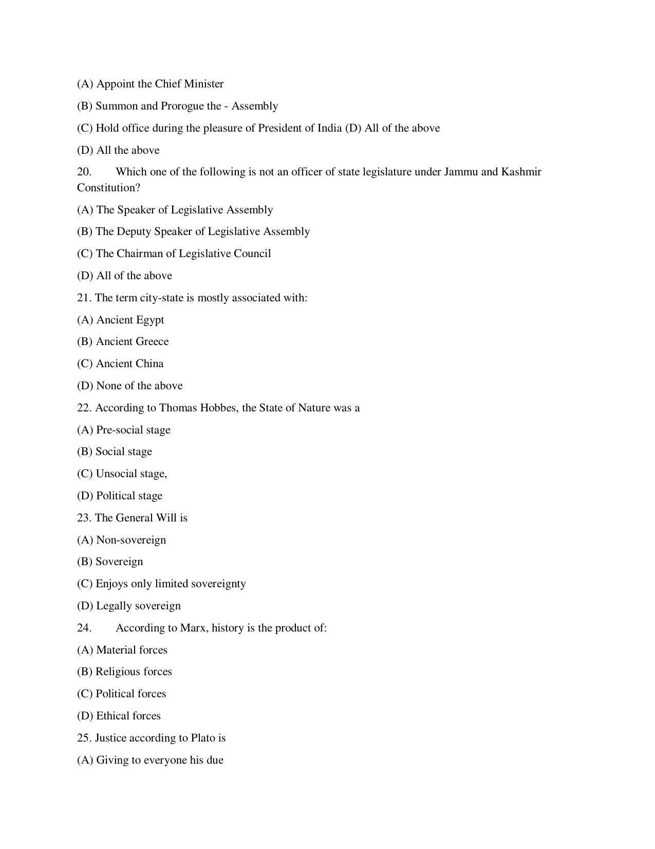 KUET 2023 M.A. Political Science Question Paper - Page 100