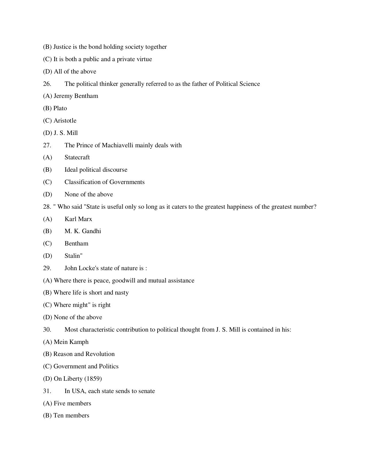 KUET 2023 M.A. Political Science Question Paper - Page 101
