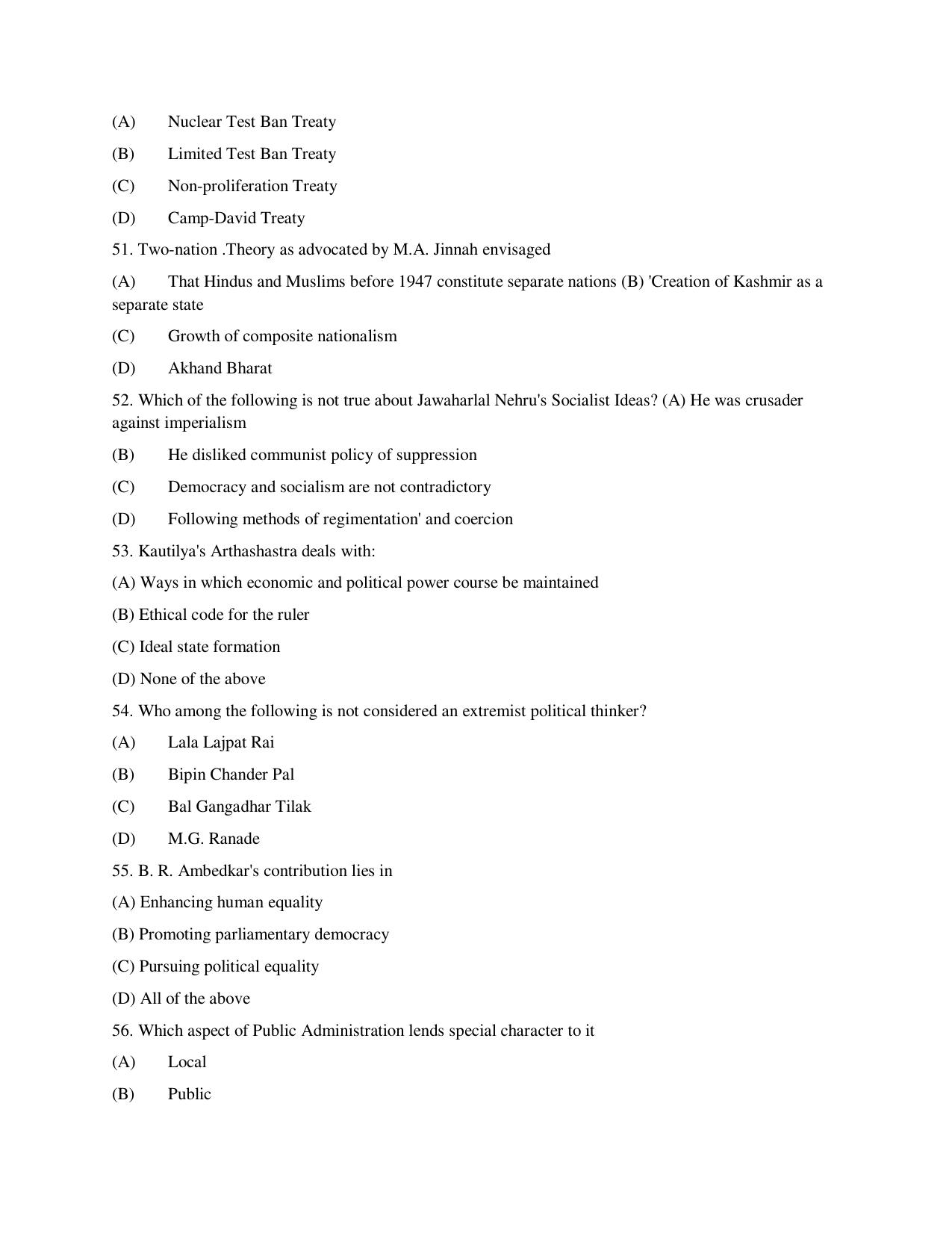 KUET 2023 M.A. Political Science Question Paper - Page 105