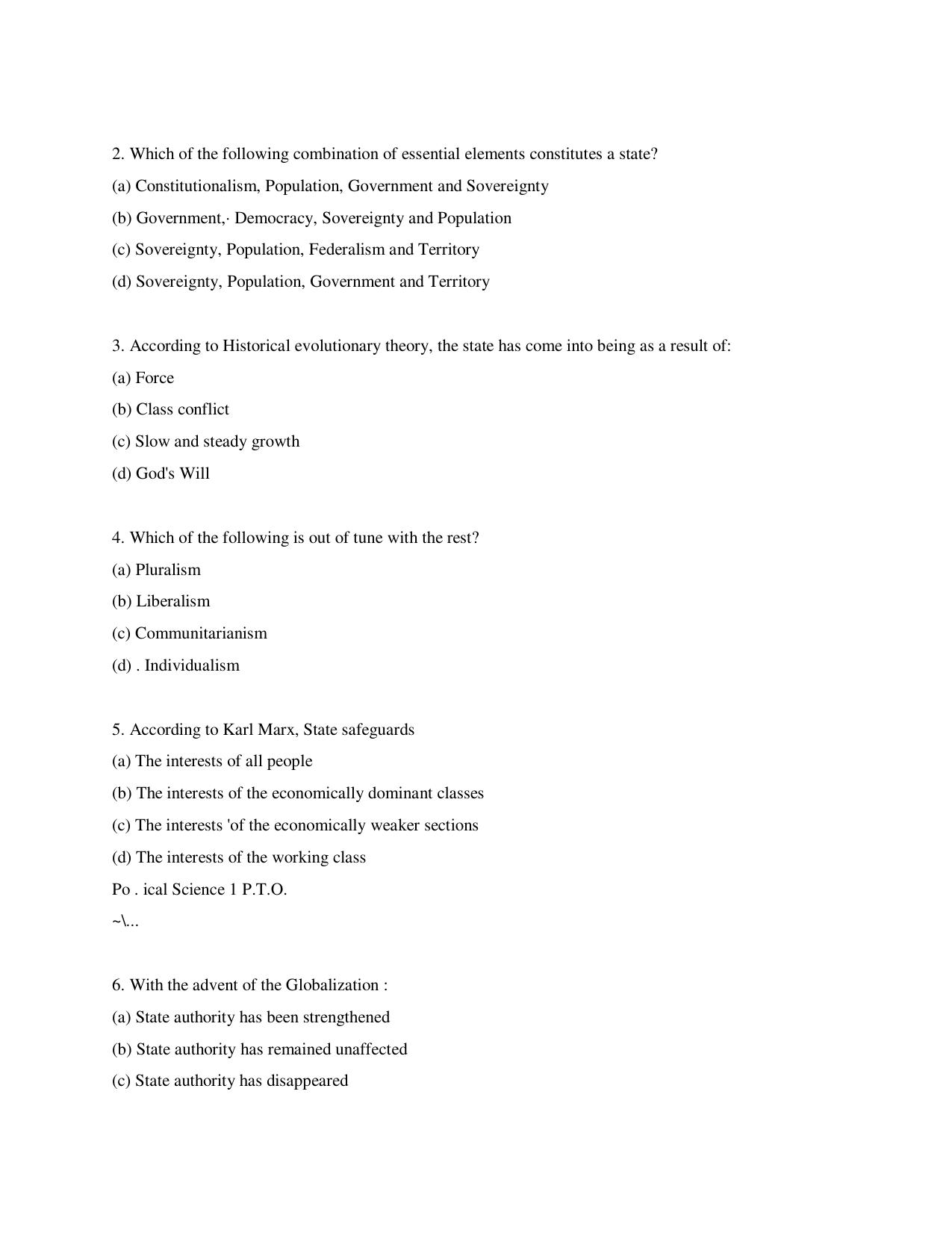 KUET 2023 M.A. Political Science Question Paper - Page 107