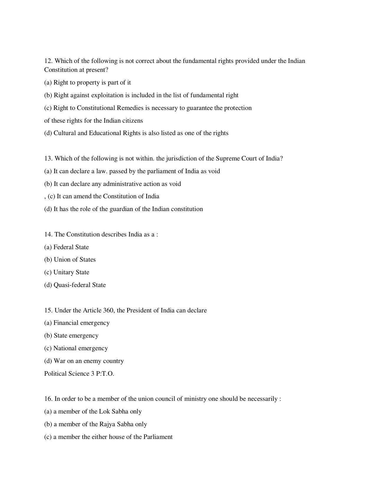 KUET 2023 M.A. Political Science Question Paper - Page 109