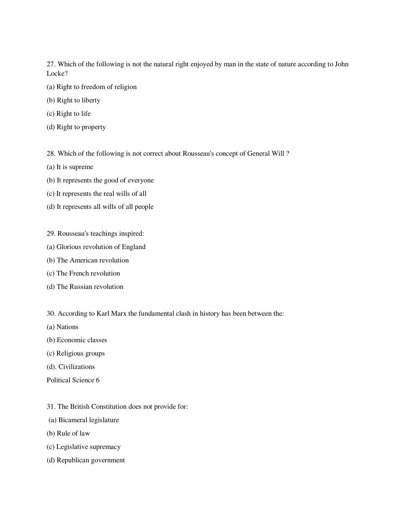 KUET 2023 M.A. Political Science Question Paper - Page 112