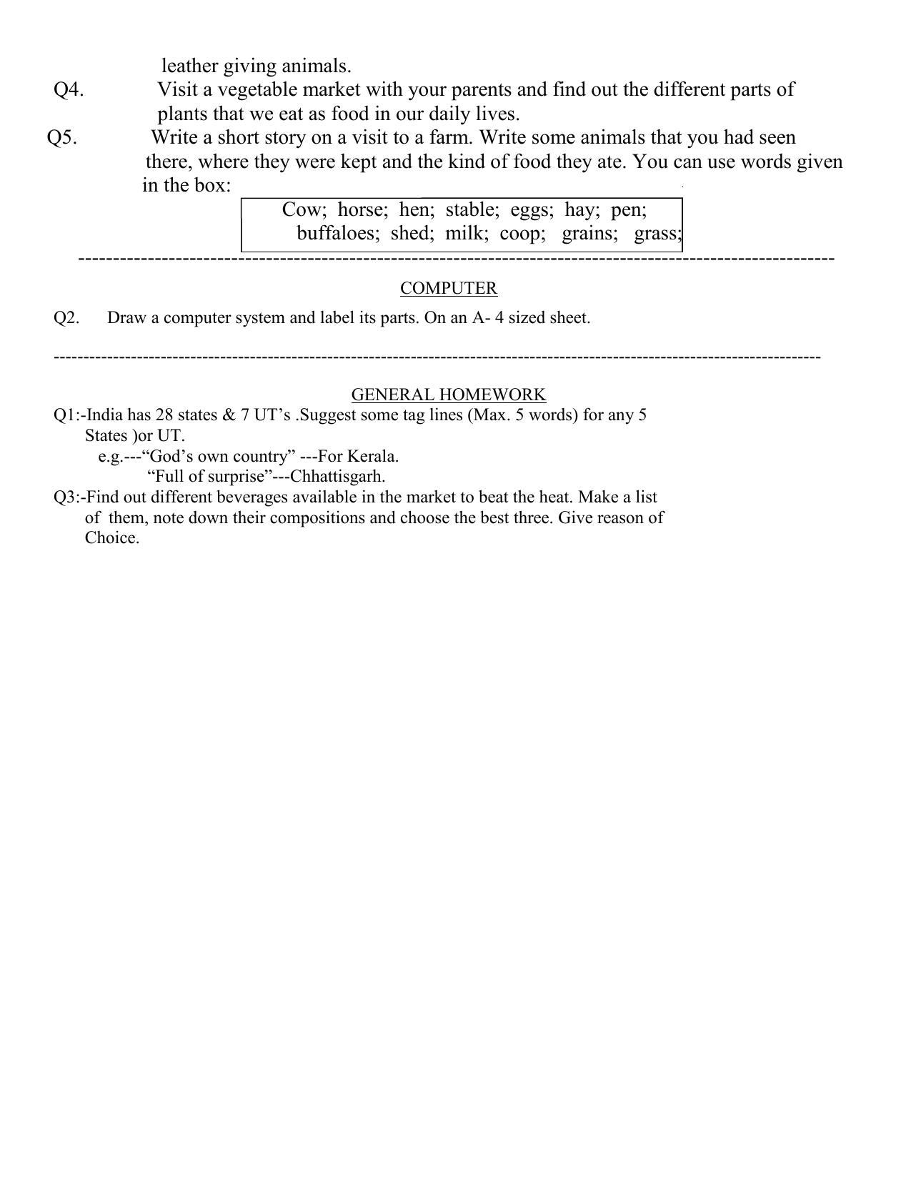 Worksheet for Class 2 All Subjects Holiday Assignment 3 - Page 3
