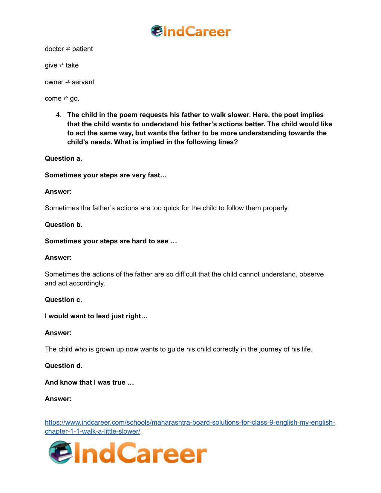 Maharashtra Board Solutions for Class 9- English (My English): Chapter 1.1- Walk a Little Slower - Page 5