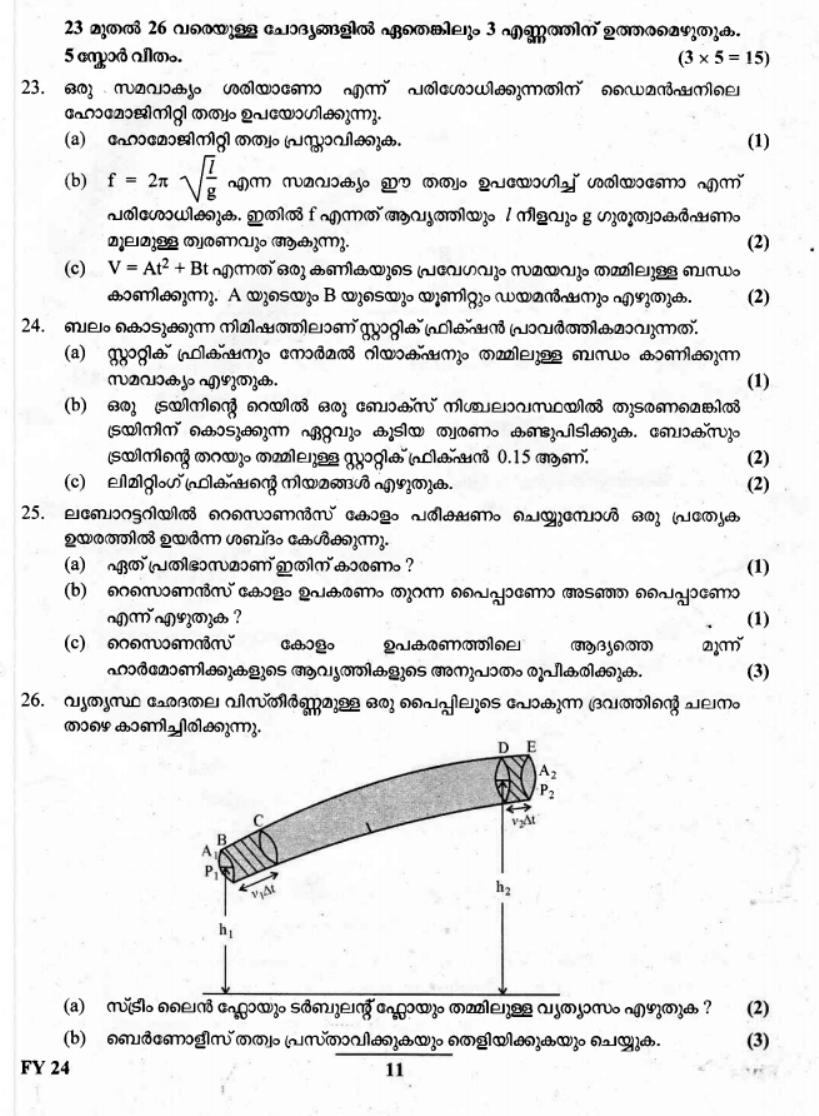 Kerala Plus One 2019 Physics Question Paper - Page 11