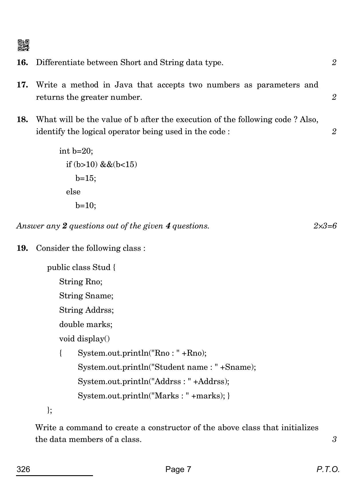 CBSE Class 12 326_Information Technology 2022 Question Paper - Page 7
