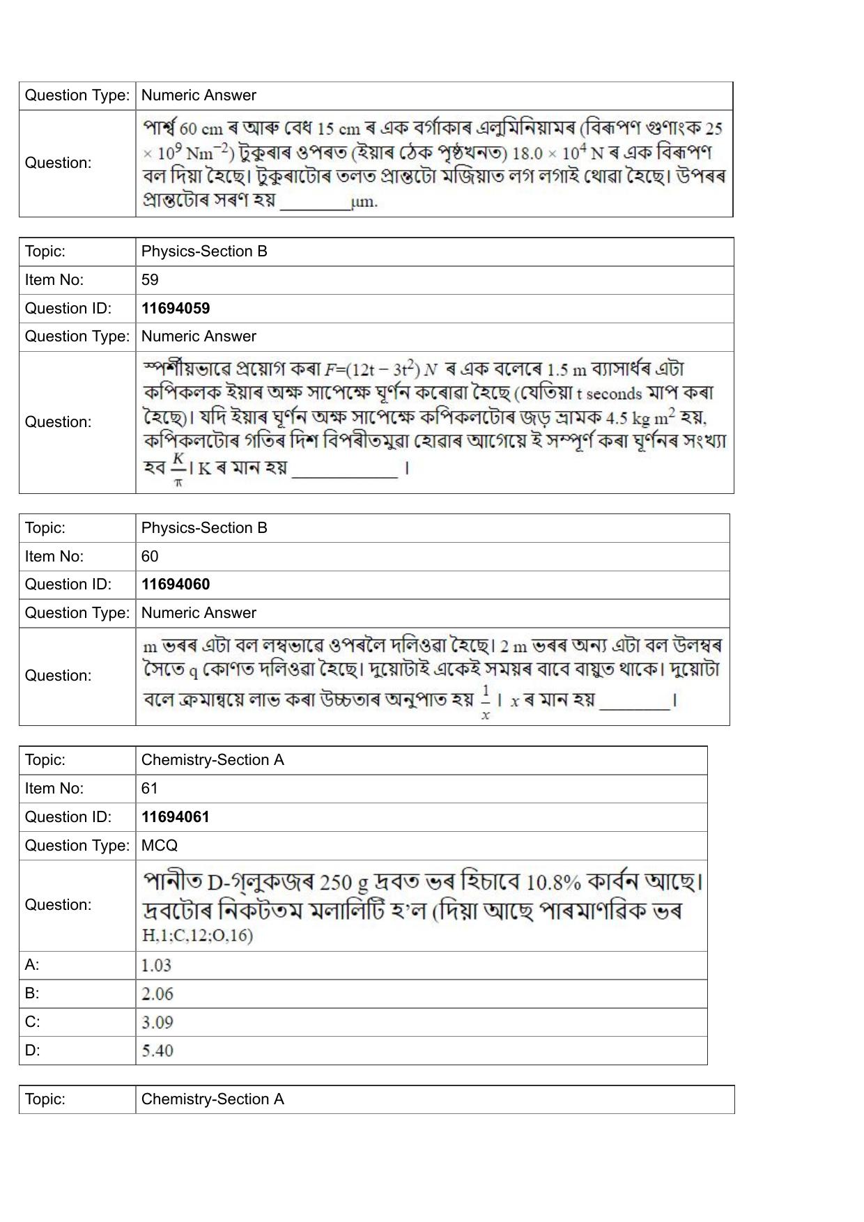 JEE Mains 2022: BTech Assamese (Shift 1) 27-07-2022 Question Paper - Page 21