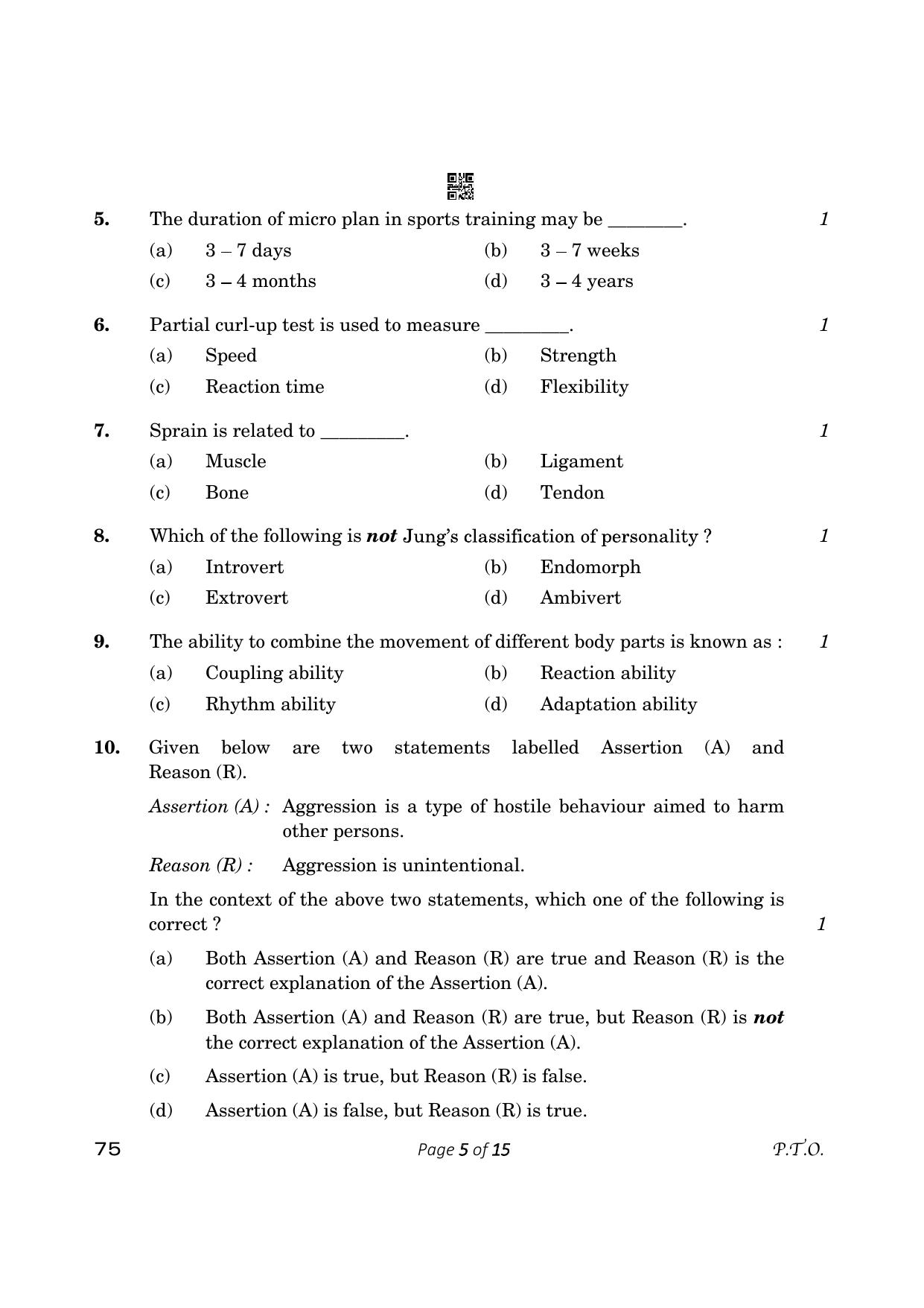 CBSE Class 12 physical Education (Compartment) 2023 Question Paper - Page 5
