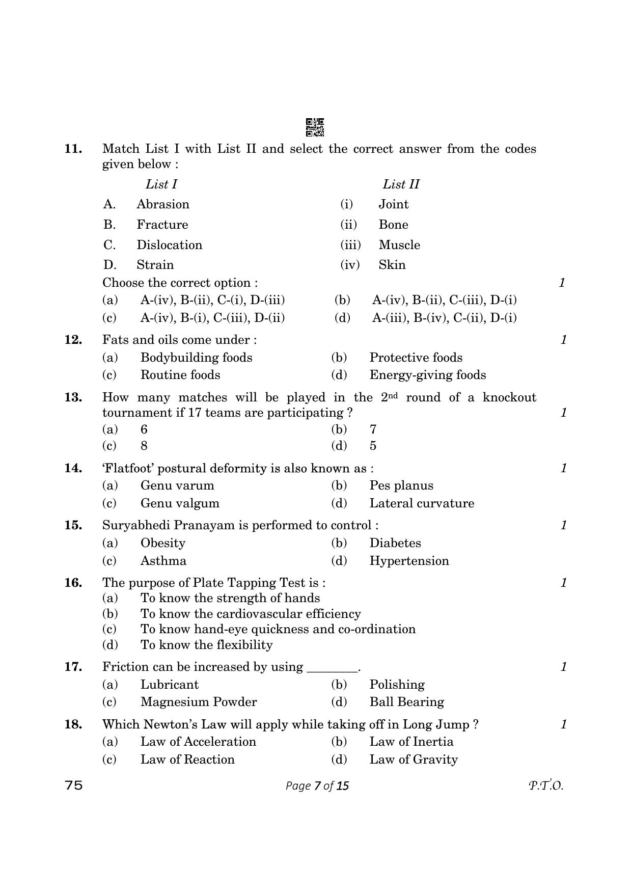 CBSE Class 12 physical Education (Compartment) 2023 Question Paper - Page 7