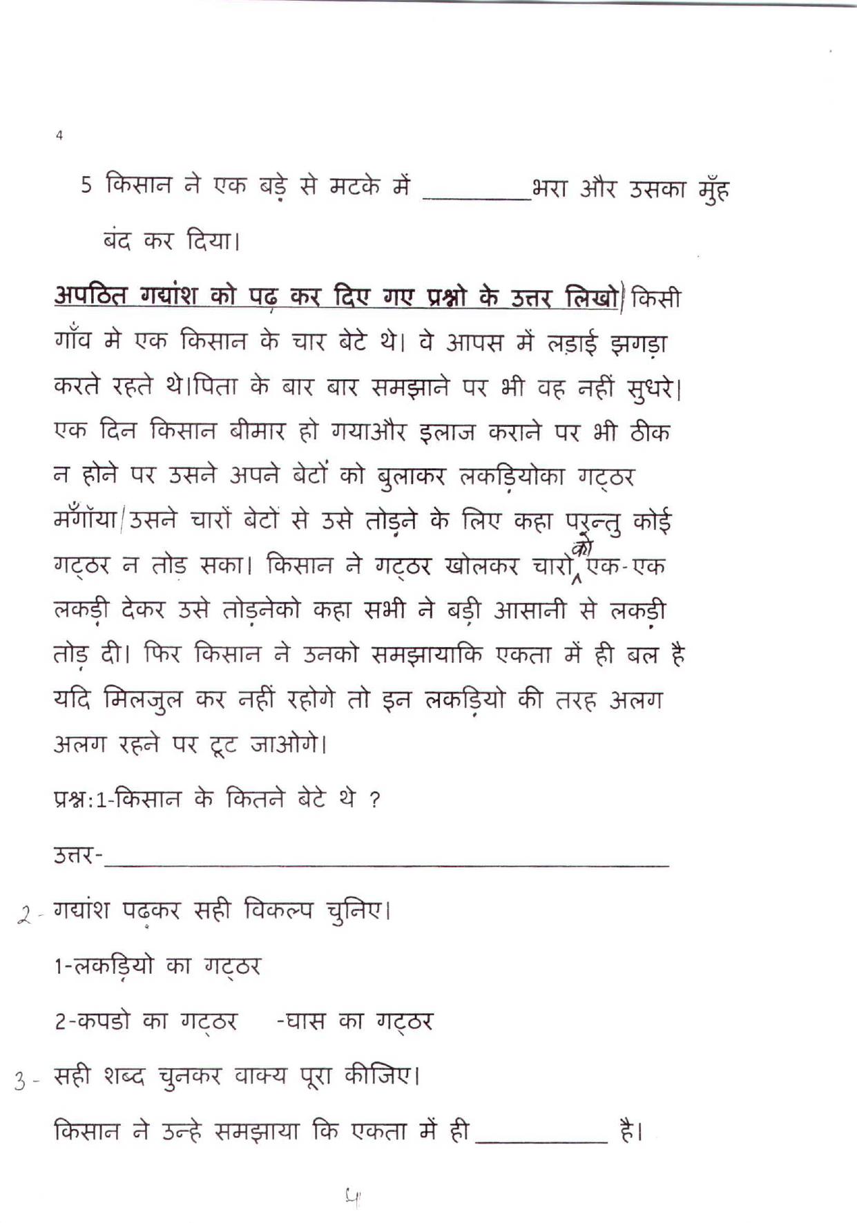 Worksheet for Class 3 Hindi Assignment 45 - Page 4