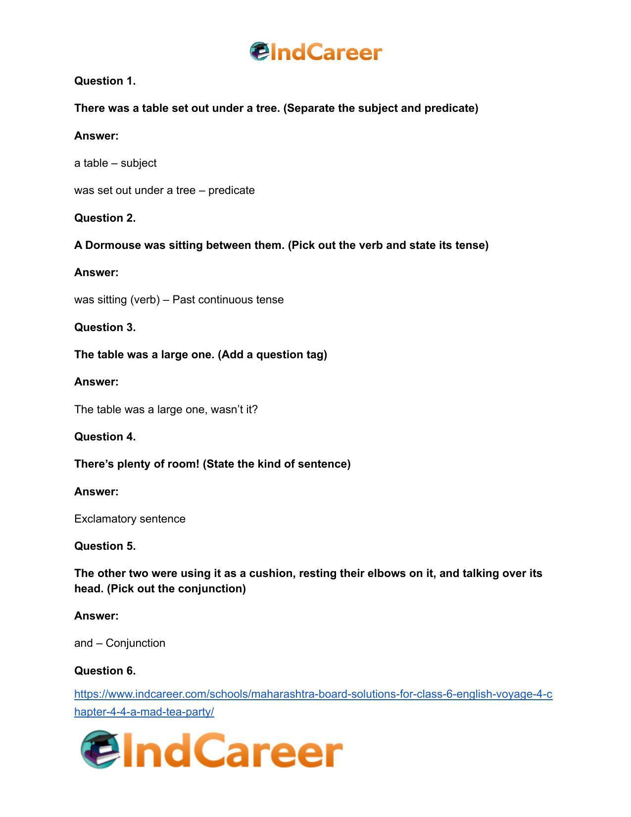 Maharashtra Board Solutions for Class 6- English (Voyage 4): Chapter 4.4- A Mad Tea Party - Page 8