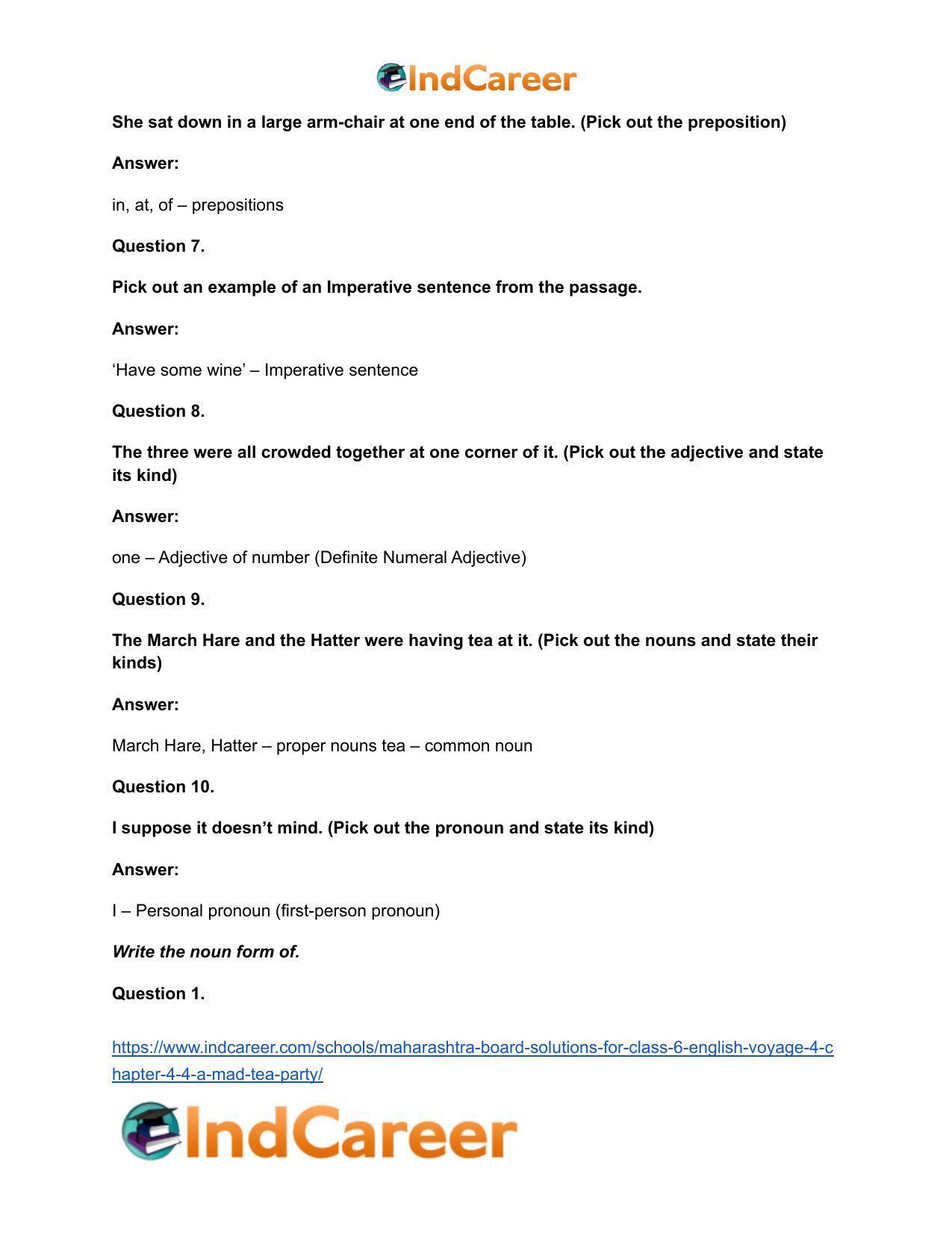 Maharashtra Board Solutions for Class 6- English (Voyage 4): Chapter 4.4- A Mad Tea Party - Page 9