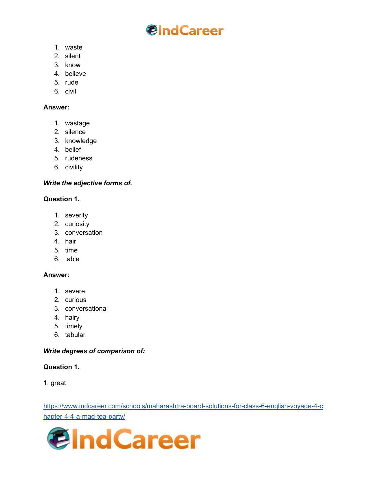 Maharashtra Board Solutions for Class 6- English (Voyage 4): Chapter 4.4- A Mad Tea Party - Page 10