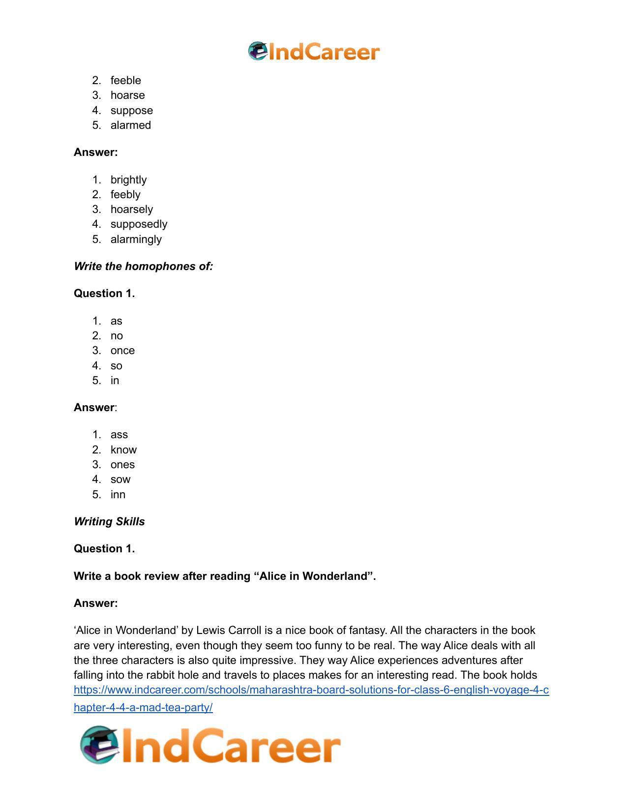 Maharashtra Board Solutions for Class 6- English (Voyage 4): Chapter 4.4- A Mad Tea Party - Page 12