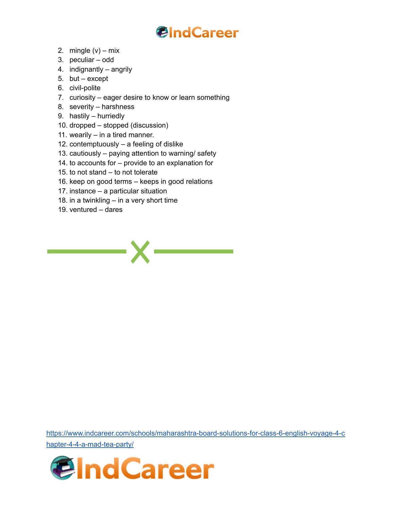 Maharashtra Board Solutions for Class 6- English (Voyage 4): Chapter 4.4- A Mad Tea Party - Page 14