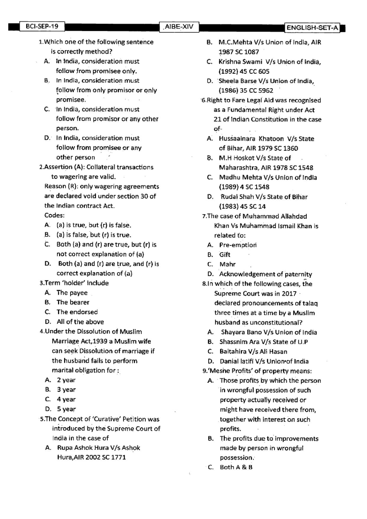 AIBE 14 Question Paper - Page 2