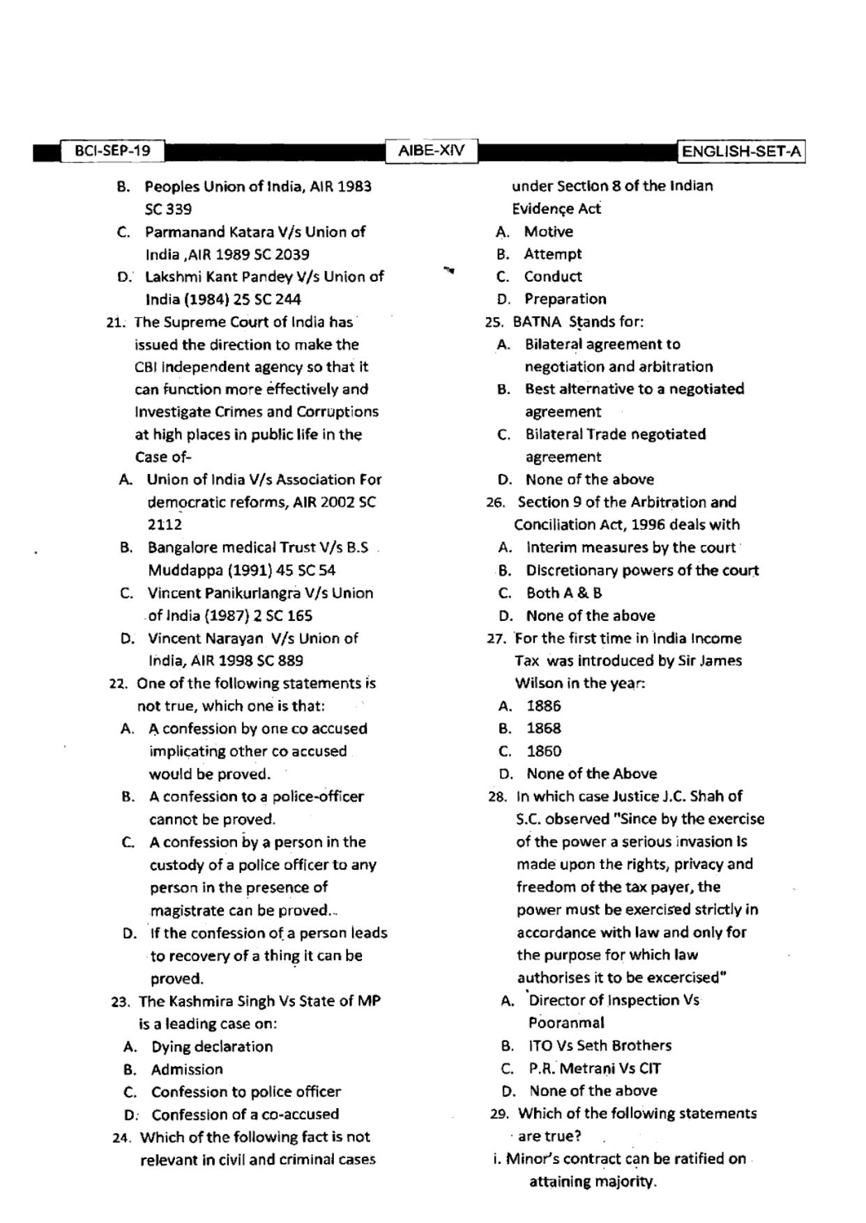 AIBE 14 Question Paper - Page 4
